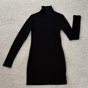 Urban Outfitters Elegant Black Turtleneck Ribbed Dress